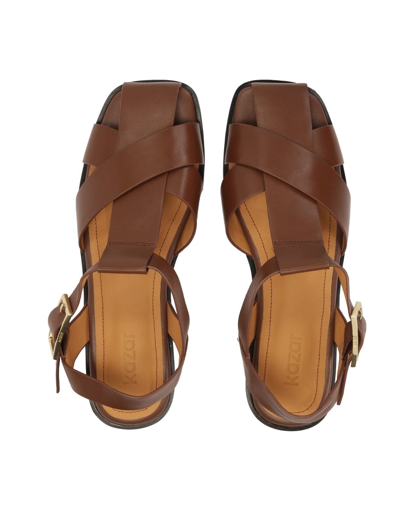 Kazar-Braune-Sandalen-mit-einem-Riemen-auf-der-Vorderseite-braun