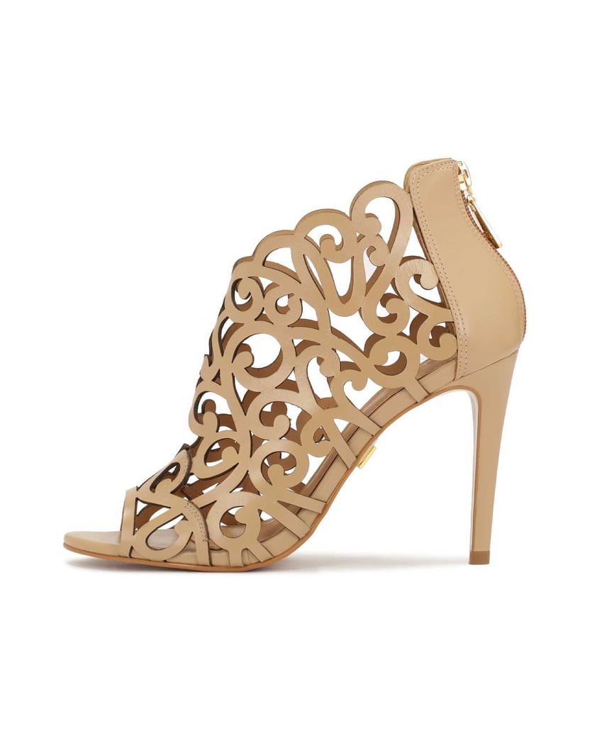 Kazar-Beigefarbene-Peep-Toe-Stiefel-mit-ausgeschnittenem-Schaft-beige