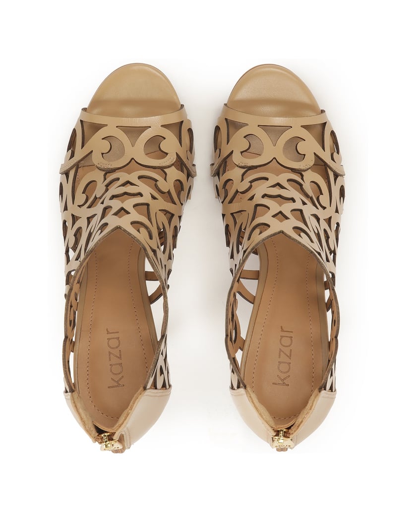 Kazar-Beigefarbene-Peep-Toe-Stiefel-mit-ausgeschnittenem-Schaft-beige