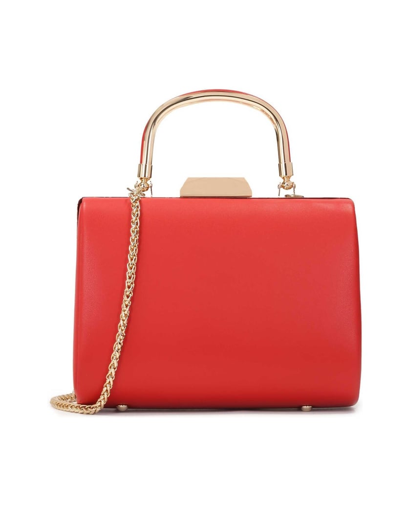 Kazar-Rote-Cocktail-Clutch-Tasche-mit-Metallgriff-rot