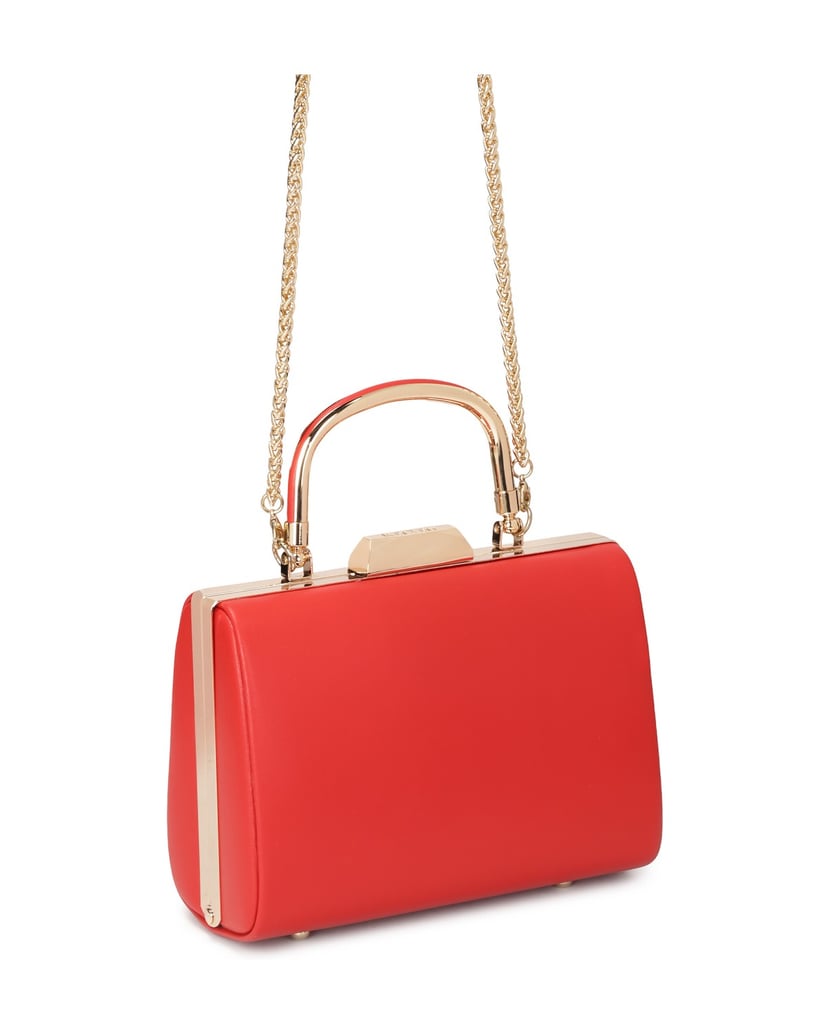 Kazar-Rote-Cocktail-Clutch-Tasche-mit-Metallgriff-rot