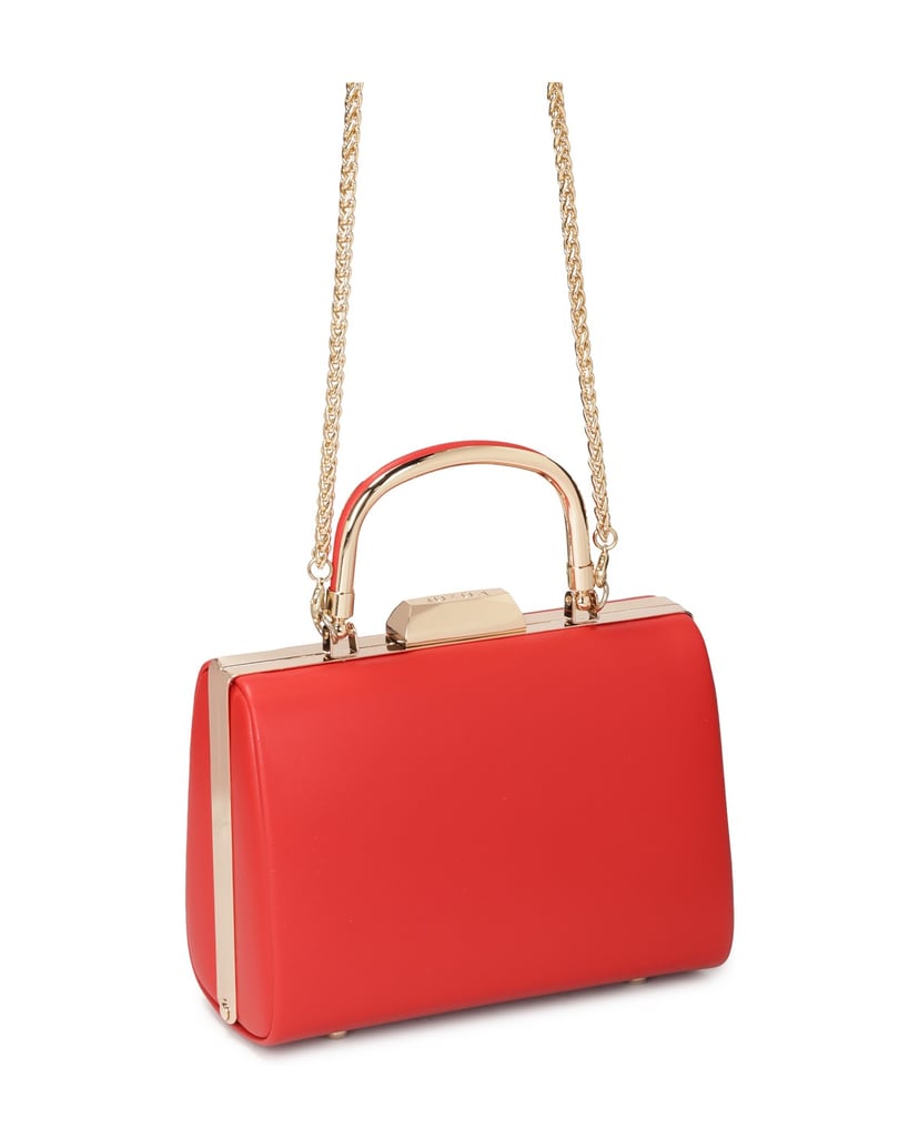 Kazar-Rote-Cocktail-Clutch-Tasche-mit-Metallgriff-rot
