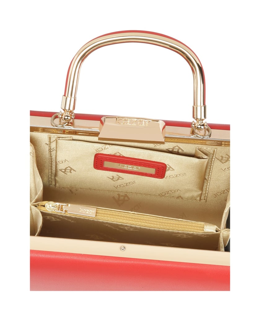 Kazar-Rote-Cocktail-Clutch-Tasche-mit-Metallgriff-rot