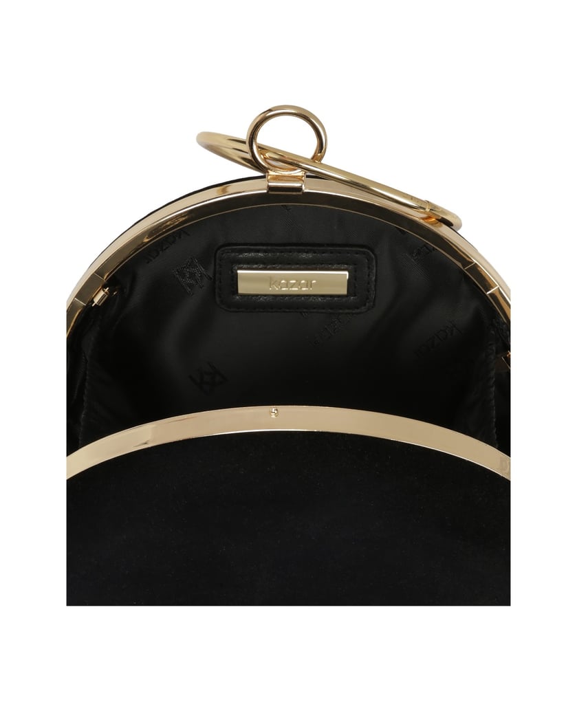 Kazar-Runde-schwarze-Handtasche-mit-Reif-an-der-Hand-schwarz