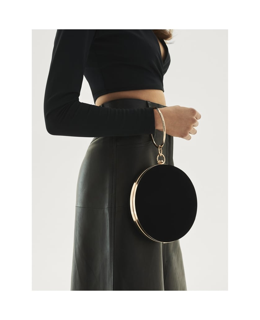 Kazar-Runde-schwarze-Handtasche-mit-Reif-an-der-Hand-schwarz