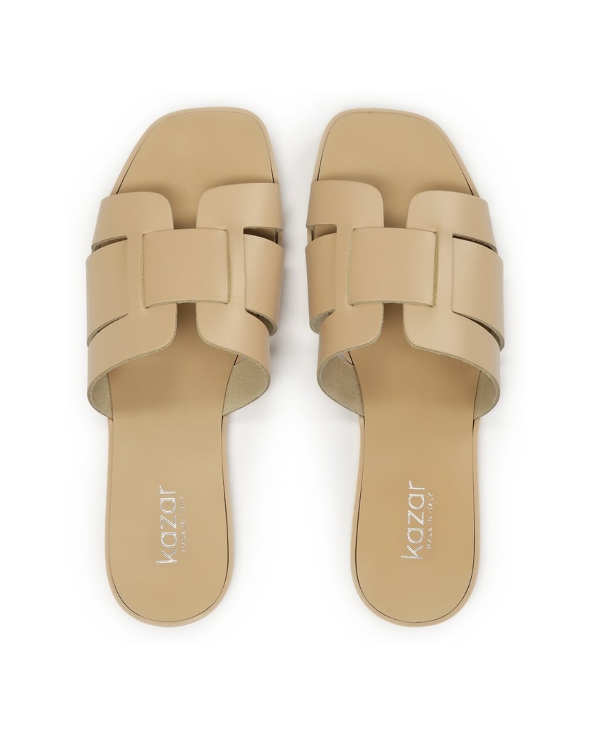 Kazar-Beigefarbene-Naturleder-Slides-mit-minimalistischem-Design-beige