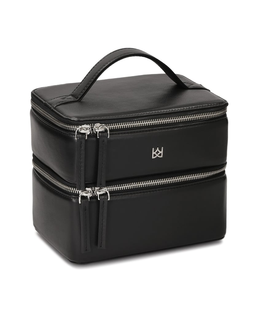 Kazar-Kosmetiktasche-aus-festem-Leder-mit-zwei-Etagen-schwarz