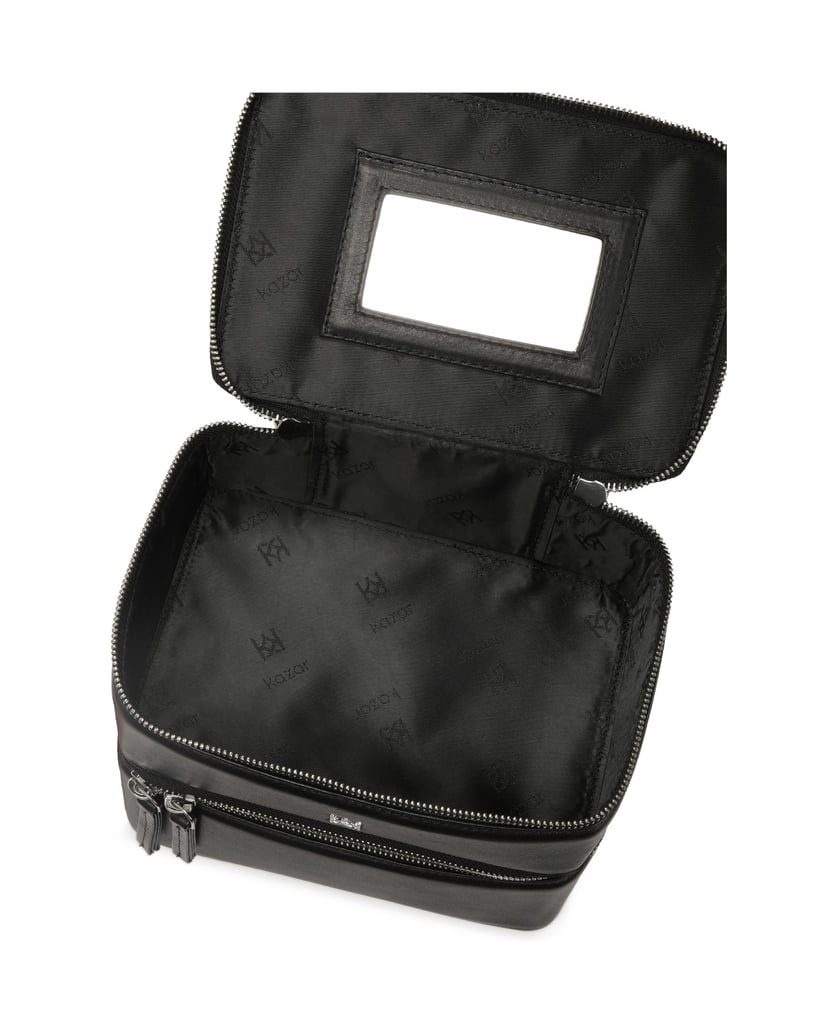 Kazar-Kosmetiktasche-aus-festem-Leder-mit-zwei-Etagen-schwarz