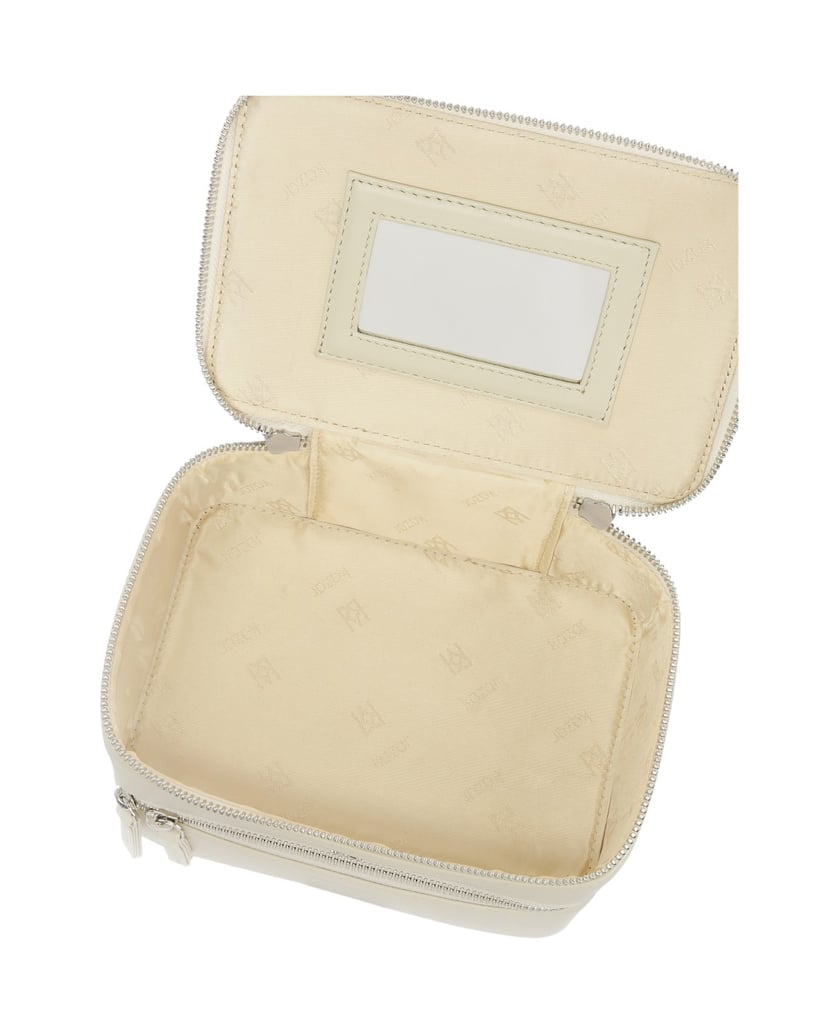 Kazar-Kosmetiktasche-aus-Leder-mit-Spiegel-und-Pinselhalter-weiss