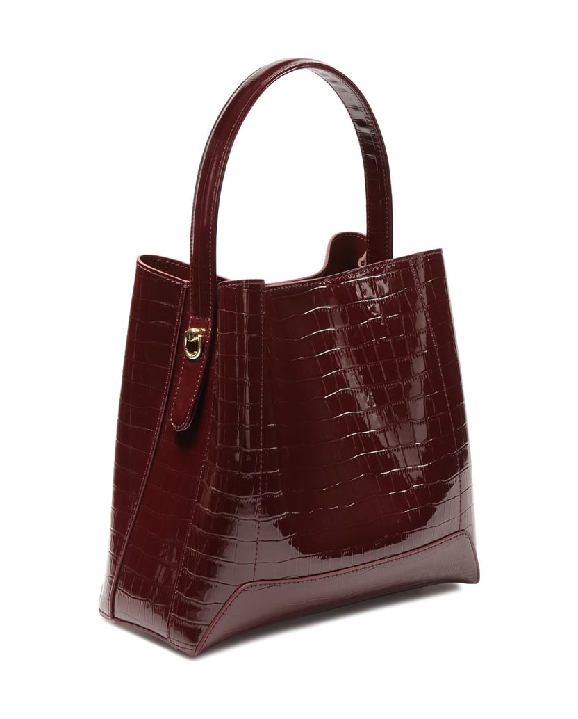 Kazar-Kastanienbraune-Handtasche-aus-geprägtem-Lackleder-rot