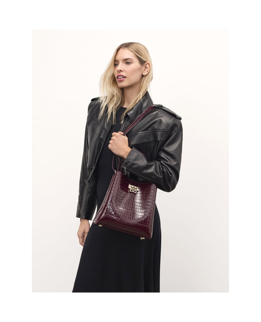 Kazar-Kastanienbraune-Handtasche-aus-geprägtem-Lackleder-rot