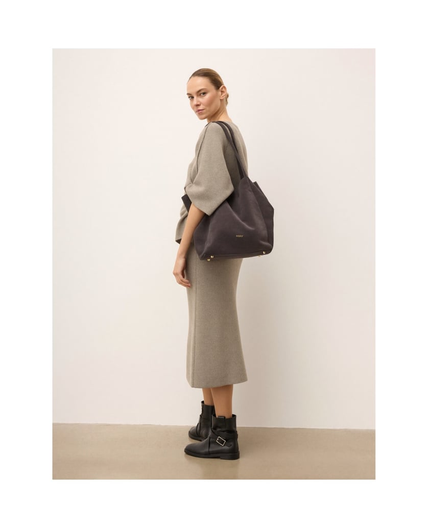 Kazar-Graue-Shopper-Tasche-aus-Wildleder-grau