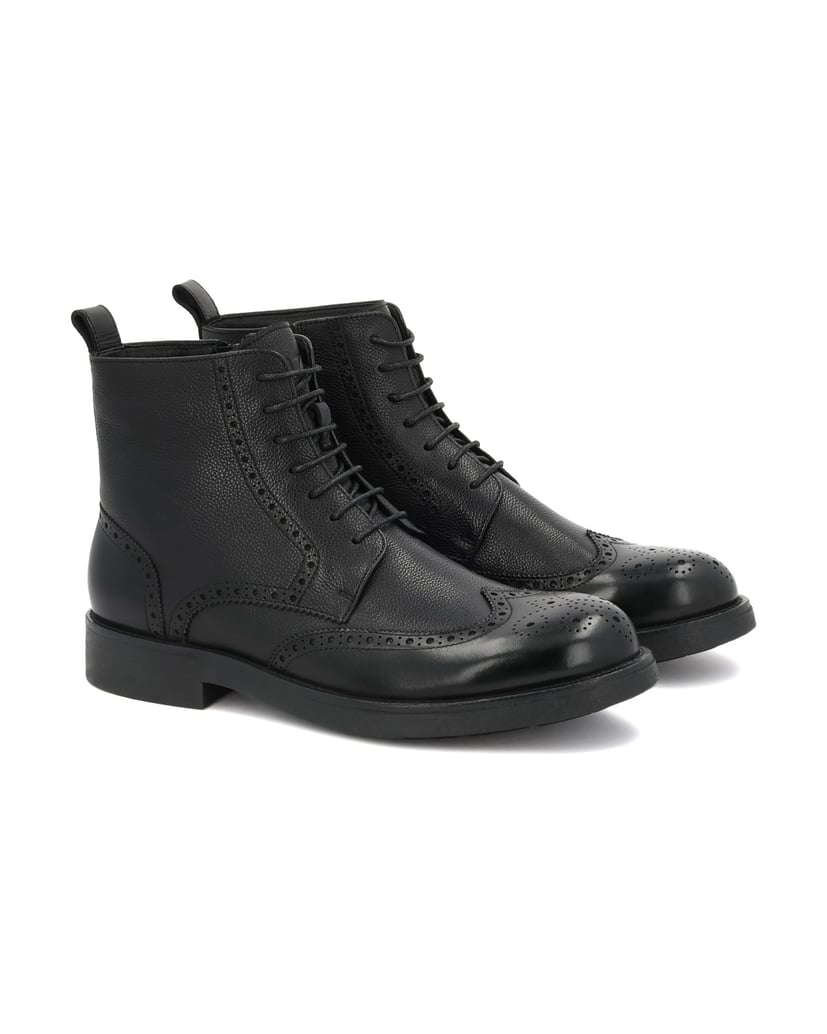 Kazar-Herren-Lederstiefel-mit-durchbrochener-Verzierung-schwarz
