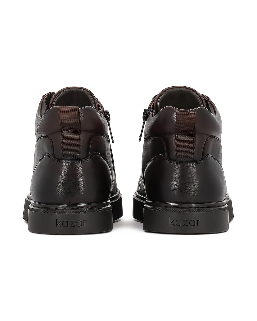 Kazar-Braune-Leder-Sneakers-mit-hohem-Schaft-braun