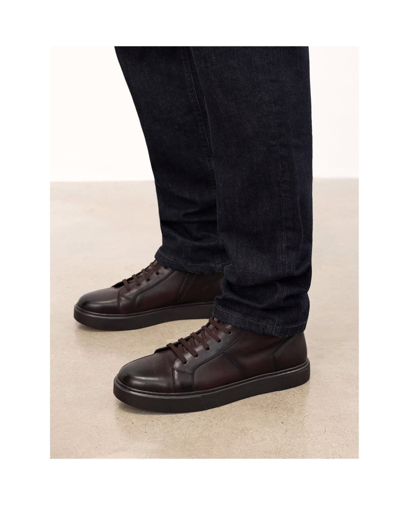 Kazar-Braune-Leder-Sneakers-mit-hohem-Schaft-braun