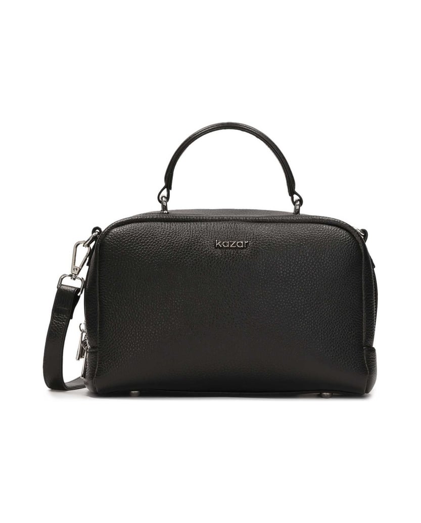 Kazar-Schwarze-Erbsenleder-Kofferhandtasche-mit-zwei-Fächern-schwarz
