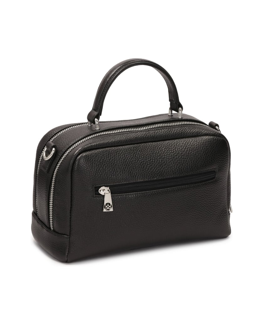 Kazar-Schwarze-Erbsenleder-Kofferhandtasche-mit-zwei-Fächern-schwarz