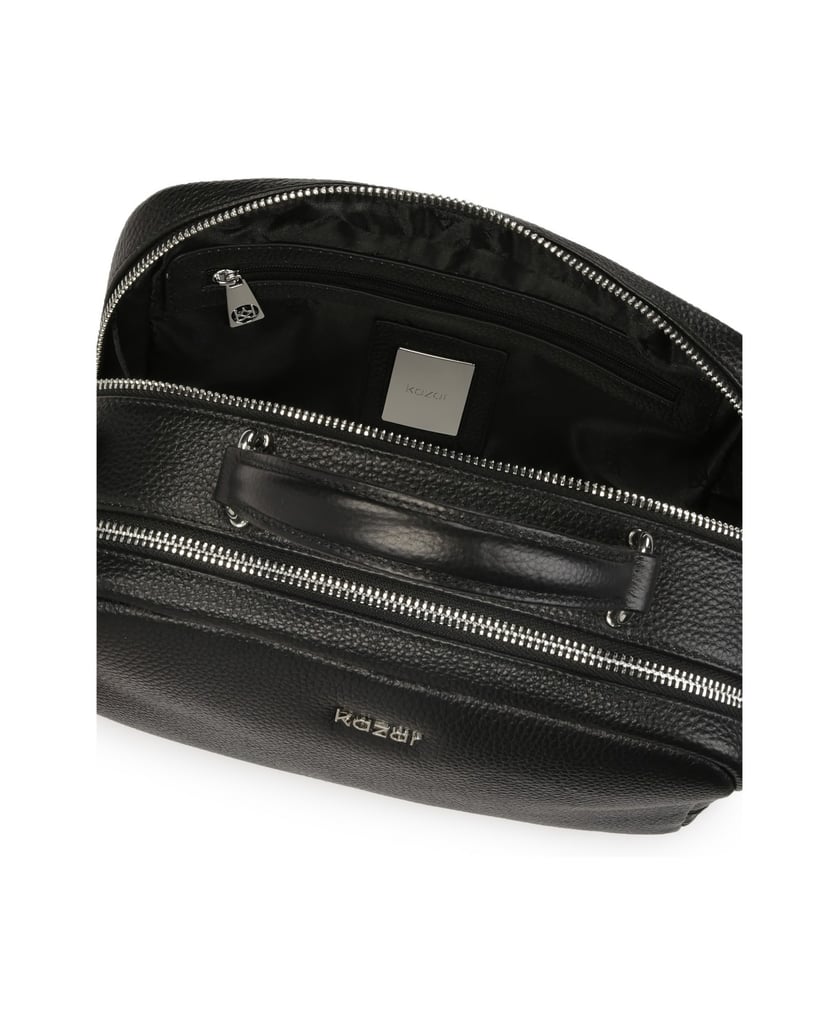 Kazar-Schwarze-Erbsenleder-Kofferhandtasche-mit-zwei-Fächern-schwarz