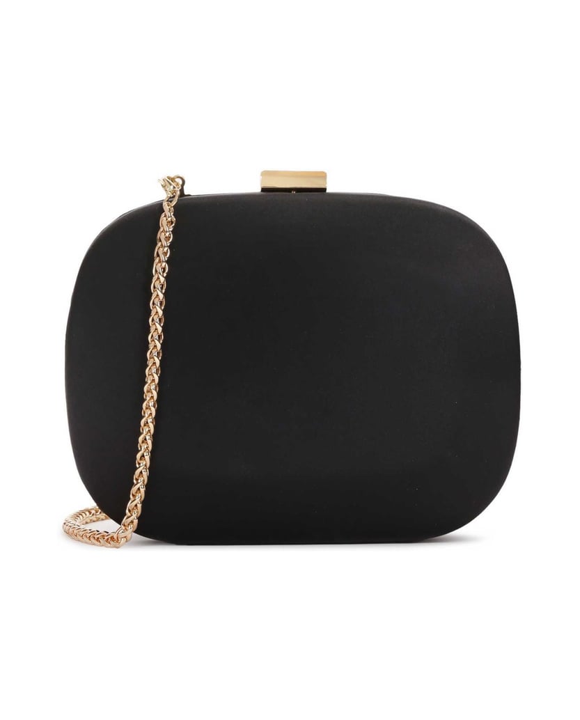 Kazar-Schwarze-Clutch-Tasche-aus-Stoff-mit-runder-Form-schwarz