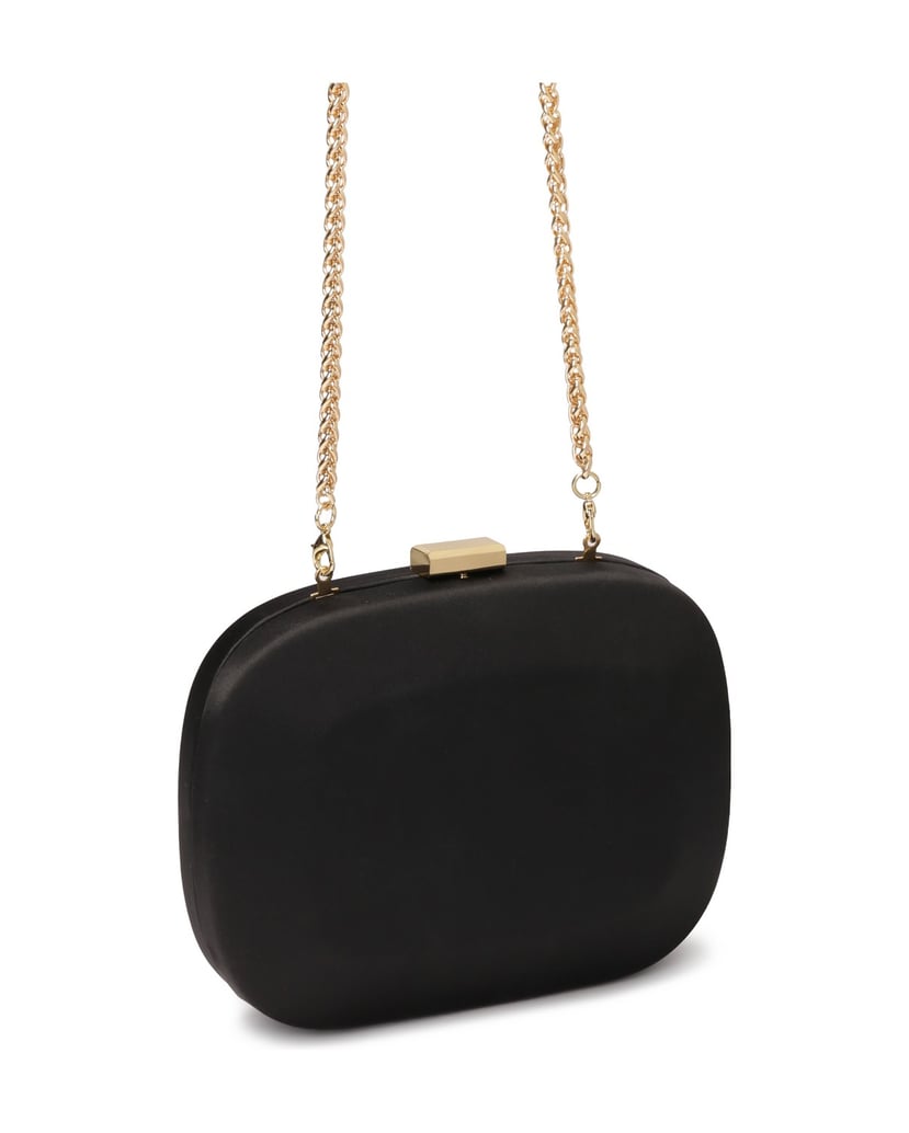 Kazar-Schwarze-Clutch-Tasche-aus-Stoff-mit-runder-Form-schwarz