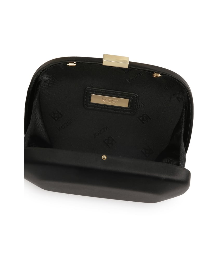 Kazar-Schwarze-Clutch-Tasche-aus-Stoff-mit-runder-Form-schwarz