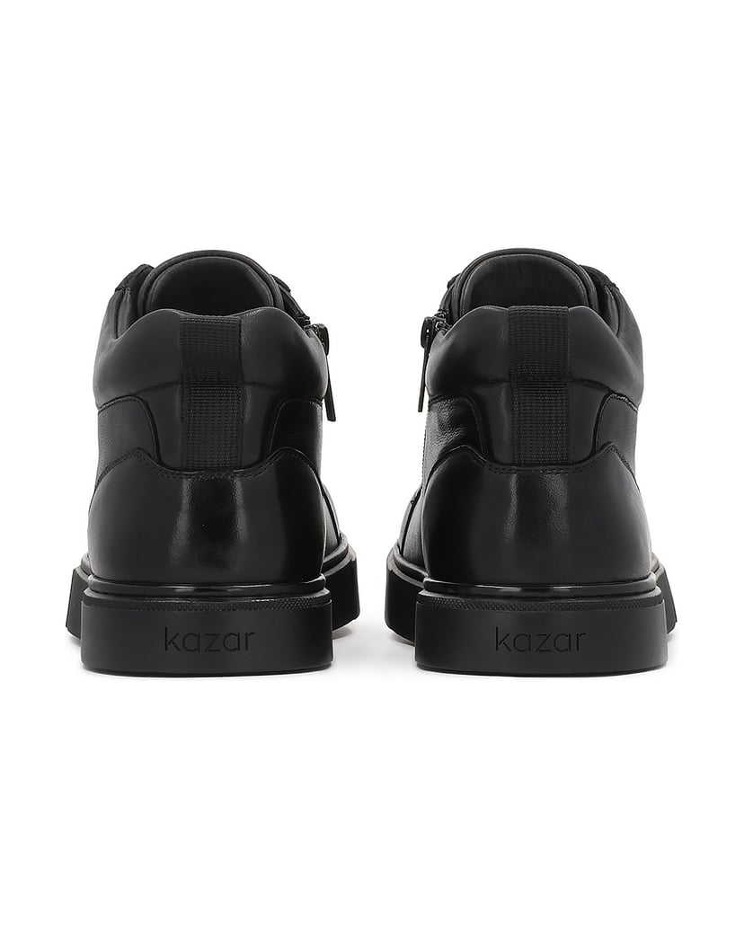 Kazar-Schwarze-Knöchelsneaker-aus-Naturleder-schwarz
