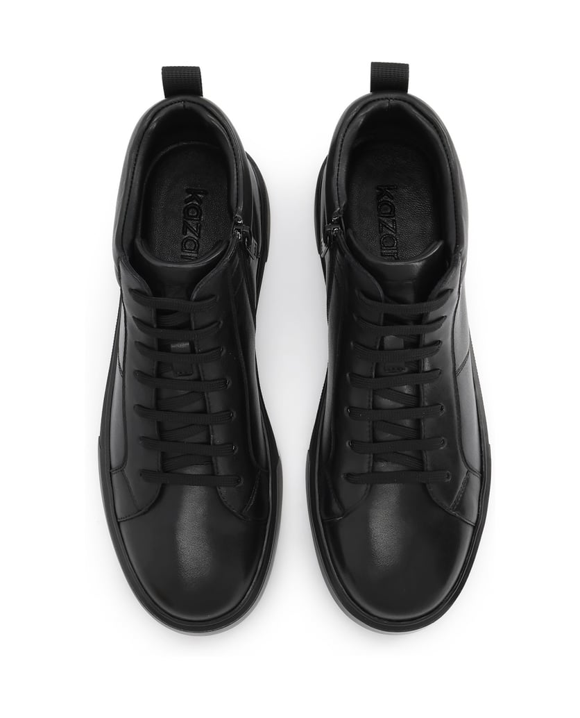 Kazar-Schwarze-Knöchelsneaker-aus-Naturleder-schwarz