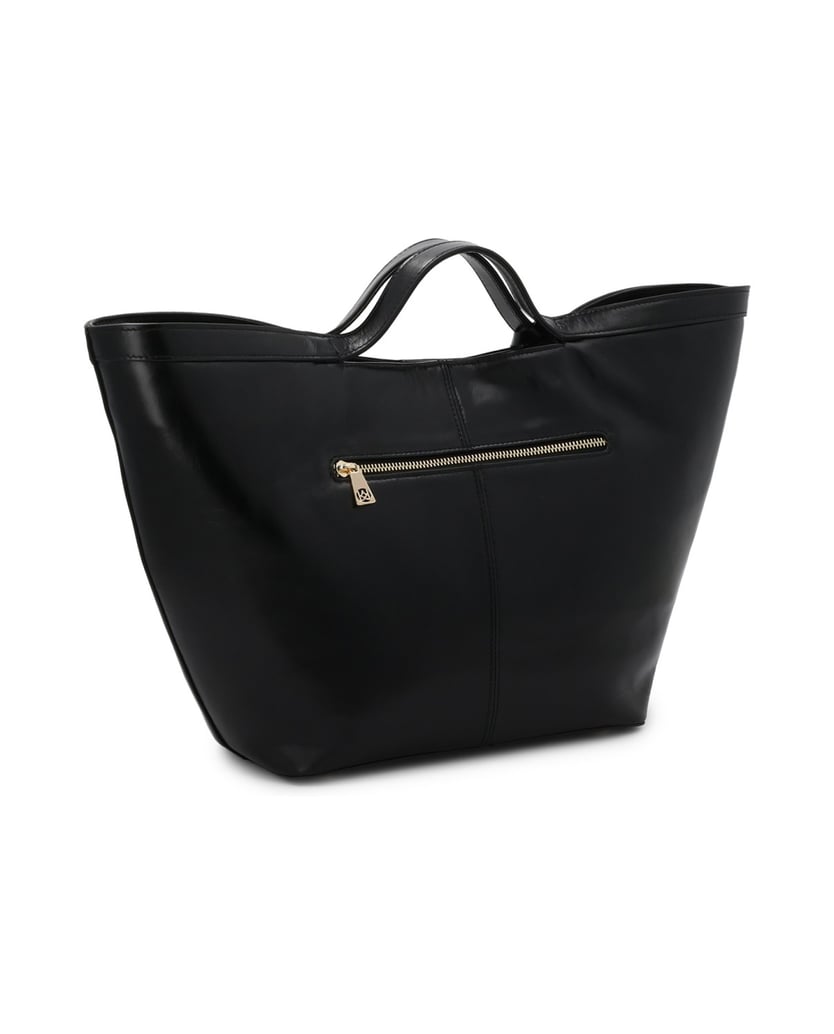 Kazar-Elegante-schwarze-Lederhandtasche-mit-goldenem-Logo-schwarz