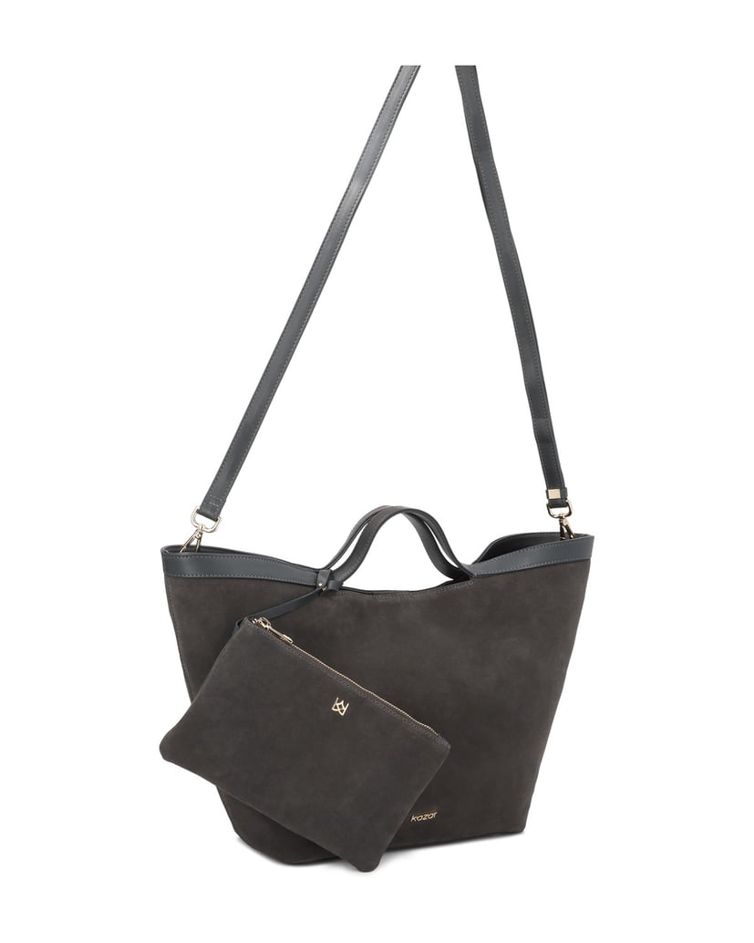 Kazar-Große-Handtasche-aus-einer-Kombination-aus-Wildleder-und-Naturleder-grau