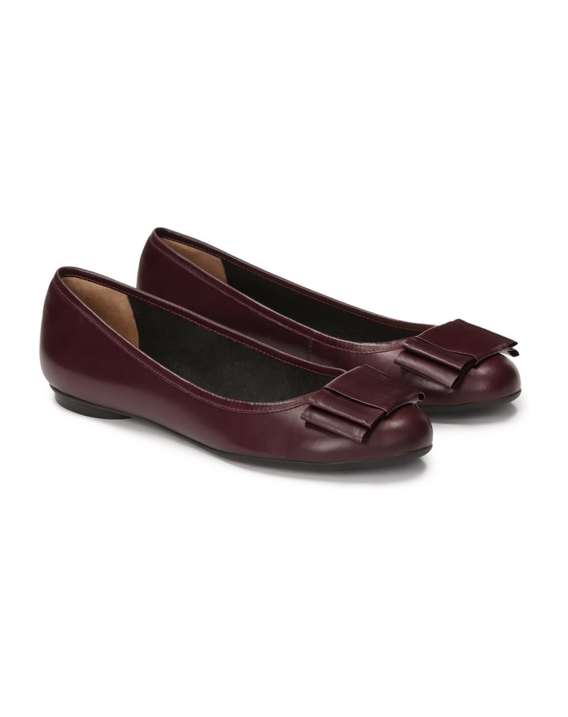 Kazar-Kastanienbraune-Ballerinas-mit-Schleife-rot