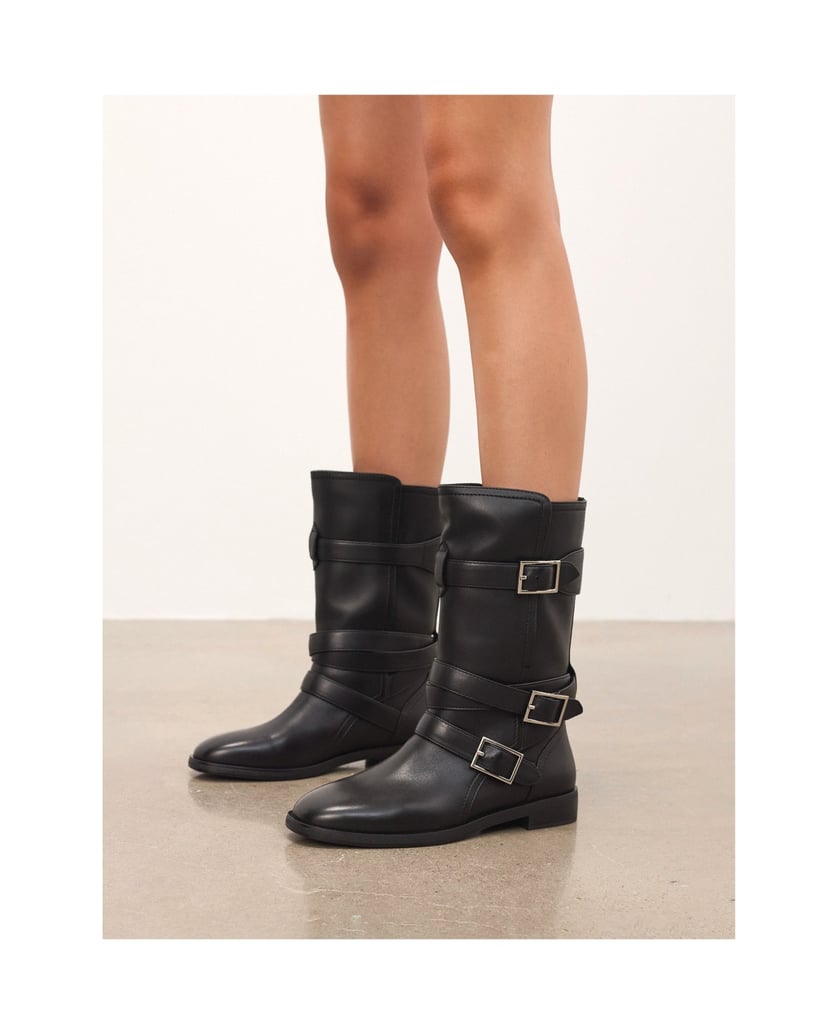 Kazar-Schwarze-Stiefel-mit-höherem-Schaft,-verziert-mit-Schnallen-schwarz