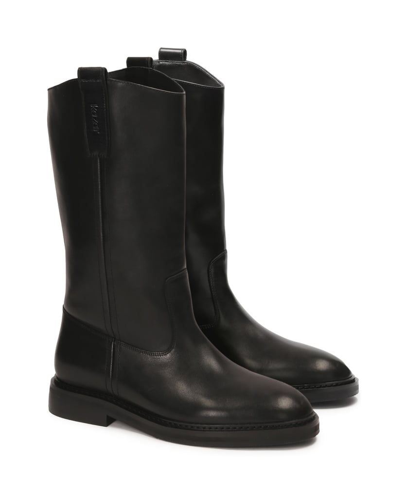 Kazar-Lederstiefel-zum-Hineinschlüpfen-mit-flachem-Absatz-schwarz