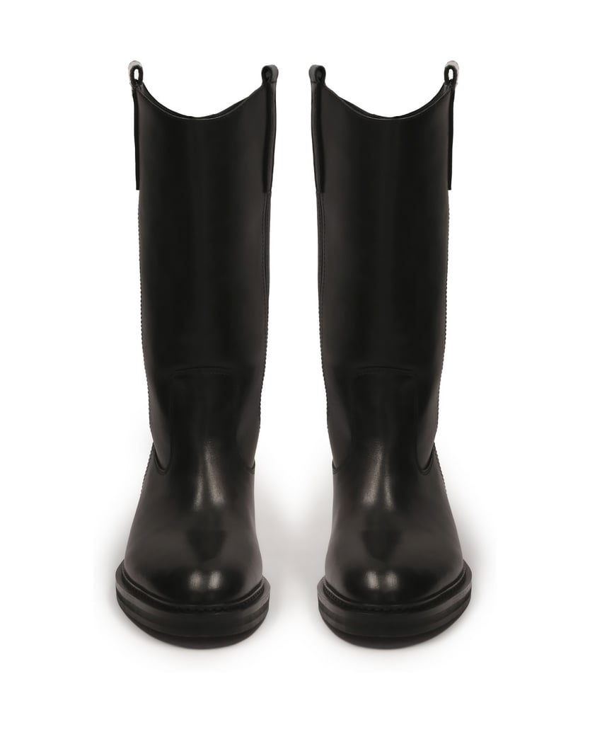 Kazar-Lederstiefel-zum-Hineinschlüpfen-mit-flachem-Absatz-schwarz