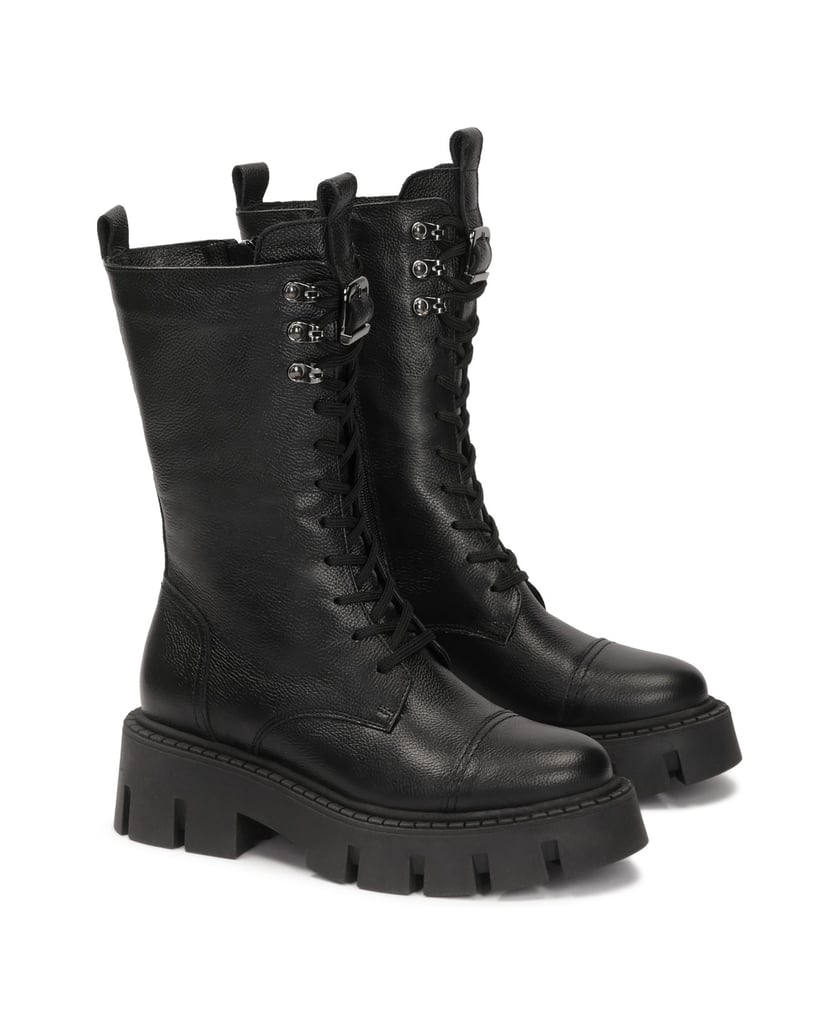 Kazar-Lederstiefelette-mit-hohem-Schaft-schwarz