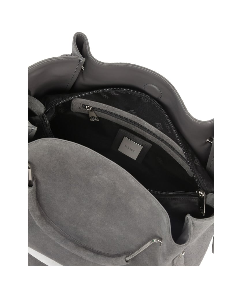 Kazar-Graue-Handtasche-mit-zwei-Arten-von-Griffen-grau