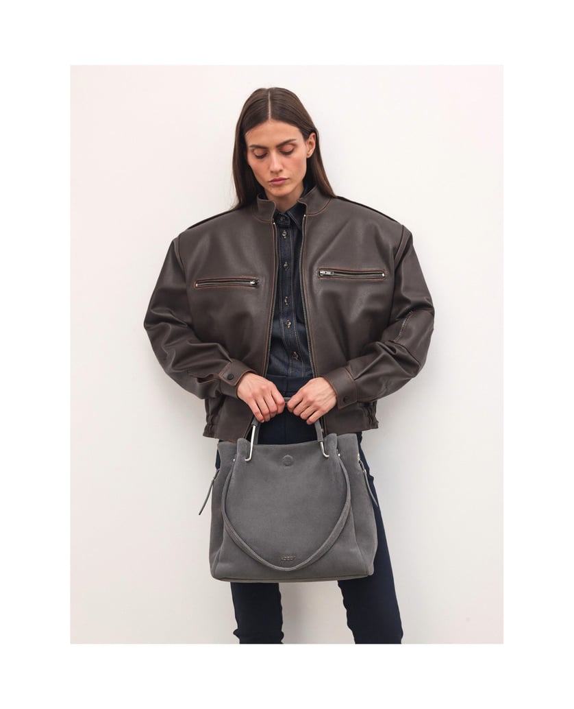 Kazar-Graue-Handtasche-mit-zwei-Arten-von-Griffen-grau