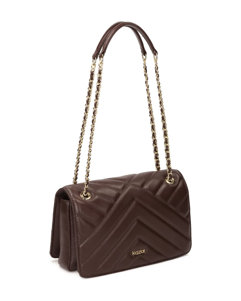 Kazar-Braune-gesteppte-Kettenhandtasche