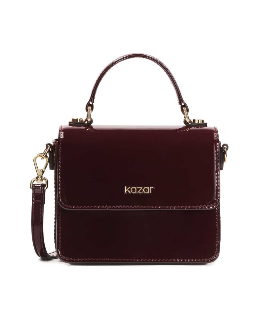 Kazar-Kastanienbraune-Lackhandtasche-mit-Henkel-rot