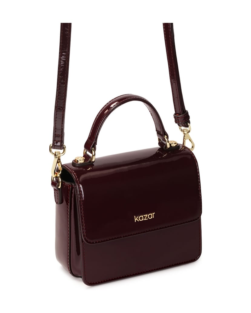 Kazar-Kastanienbraune-Lackhandtasche-mit-Henkel-rot