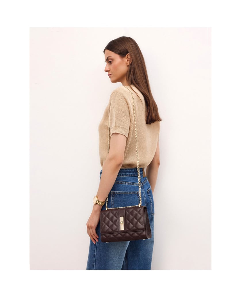 Kazar-Gesteppte-braune-Kettenhandtasche-braun