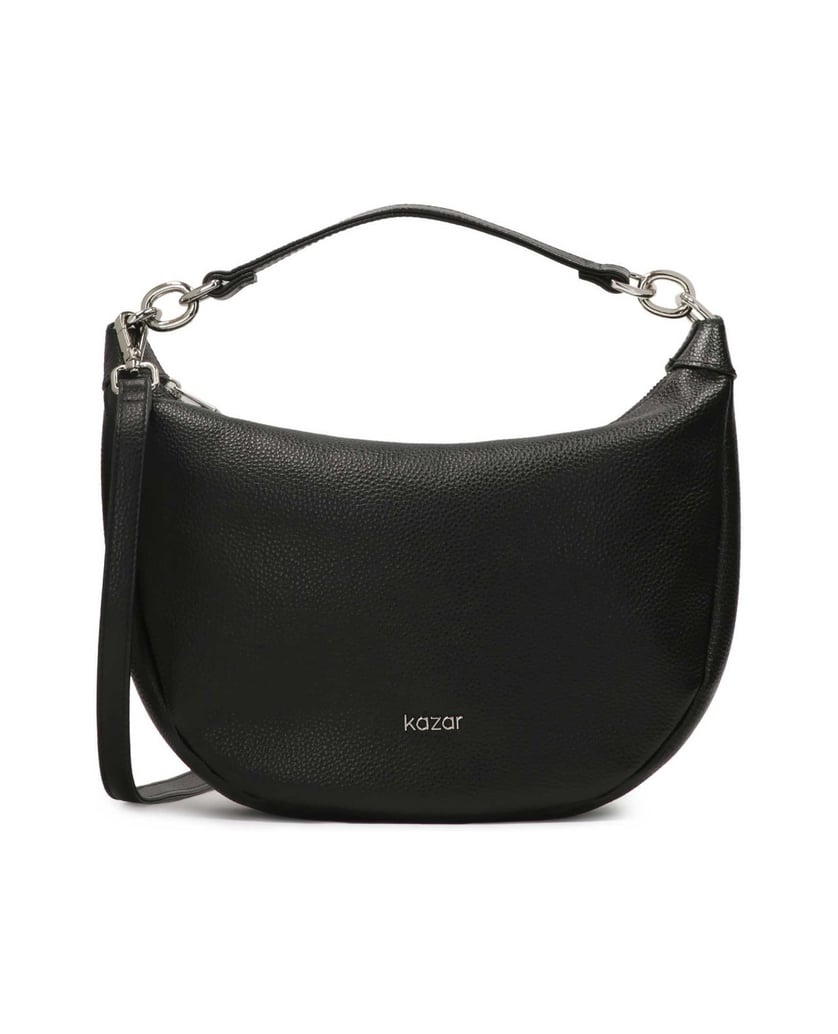 Kazar-Schwarze-runde-Lederhandtasche-schwarz