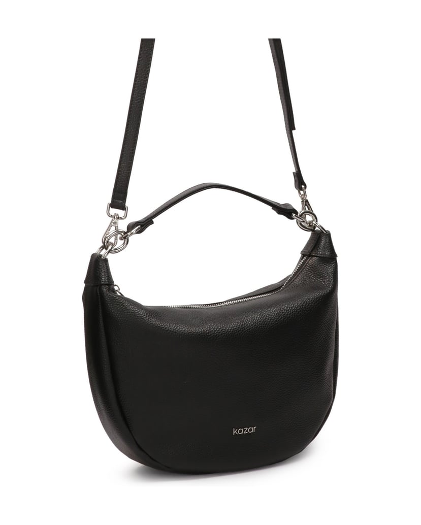 Kazar-Schwarze-runde-Lederhandtasche-schwarz