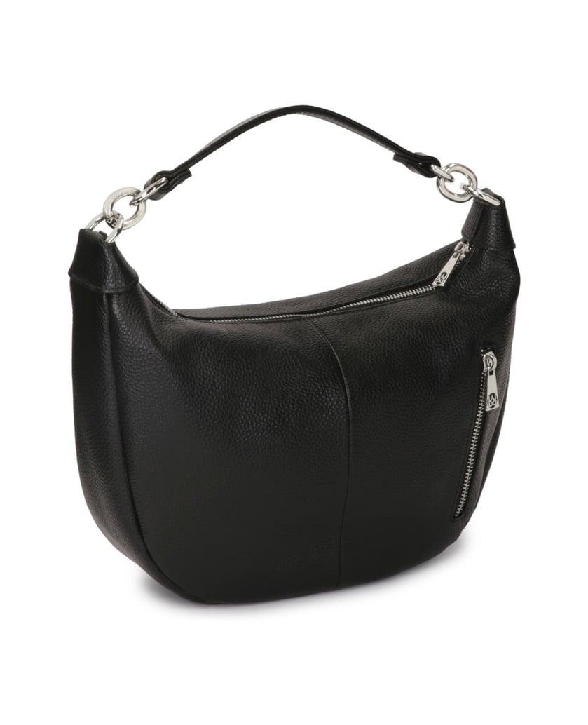 Kazar-Schwarze-runde-Lederhandtasche-schwarz