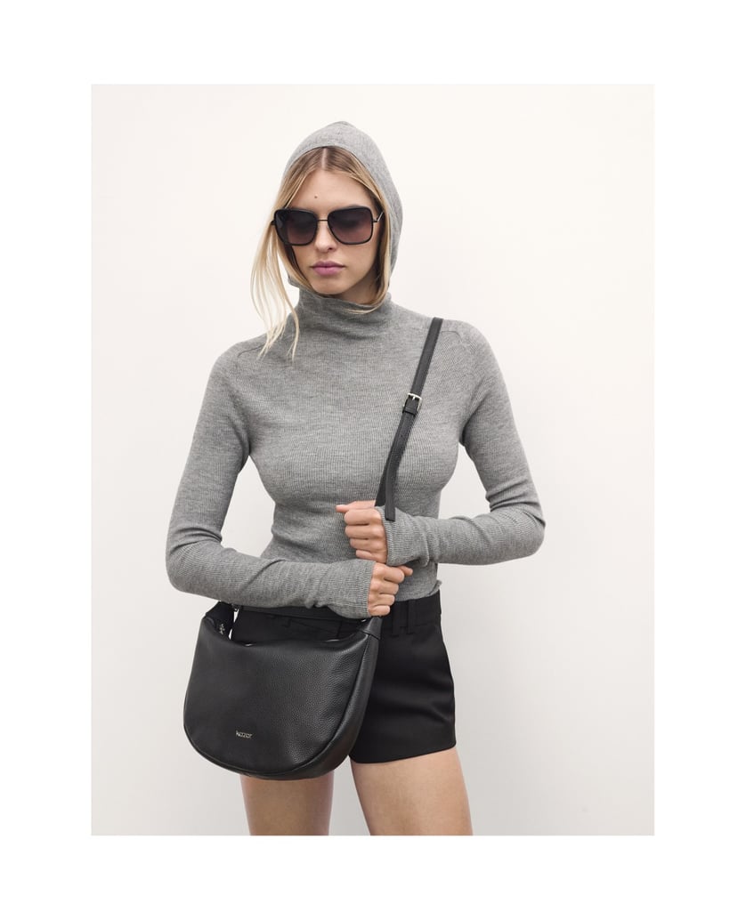 Kazar-Schwarze-runde-Lederhandtasche-schwarz