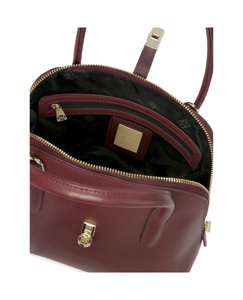 Kazar-Kastanienbraune-Lederhandtasche-mit-Griffen-rot