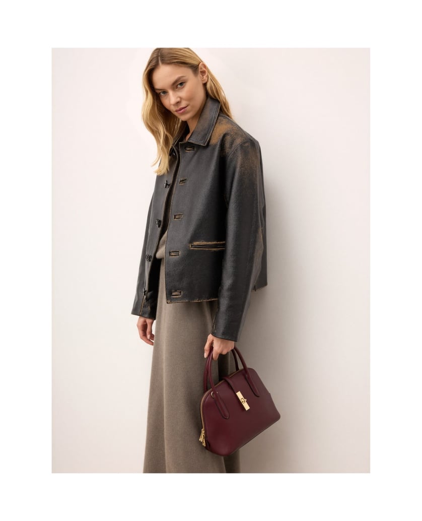 Kazar-Kastanienbraune-Lederhandtasche-mit-Griffen-rot