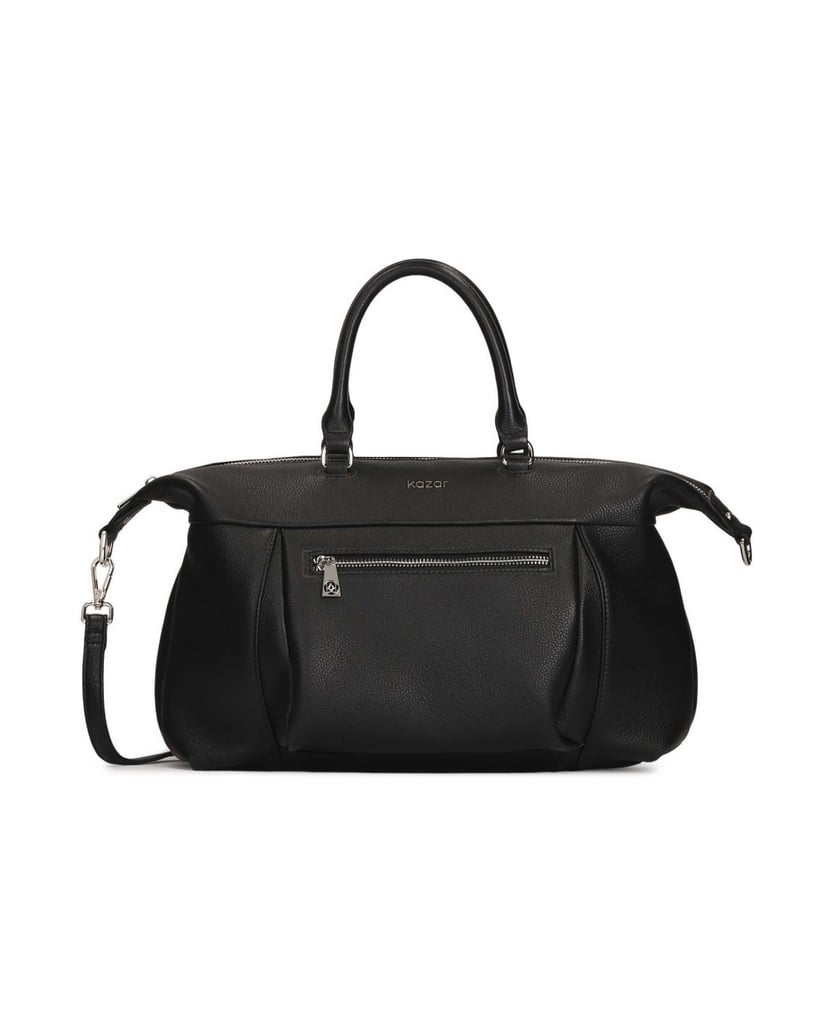 Kazar-Große-Lederhandtasche-mit-Griffen-schwarz