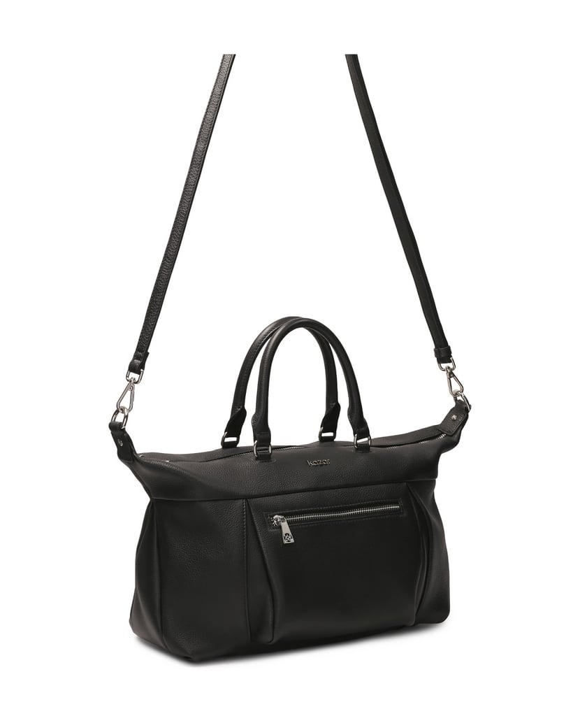 Kazar-Große-Lederhandtasche-mit-Griffen-schwarz