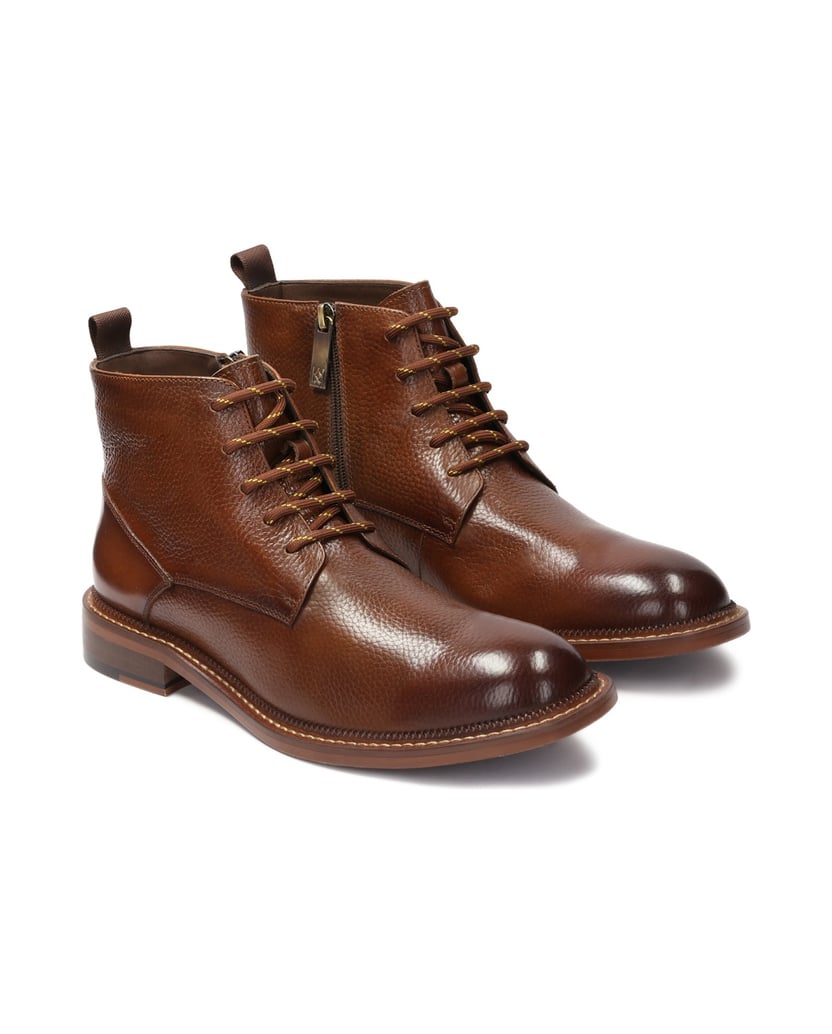 Kazar-Braune-Stiefel-mit-Reißverschluss-und-Schnürung-braun