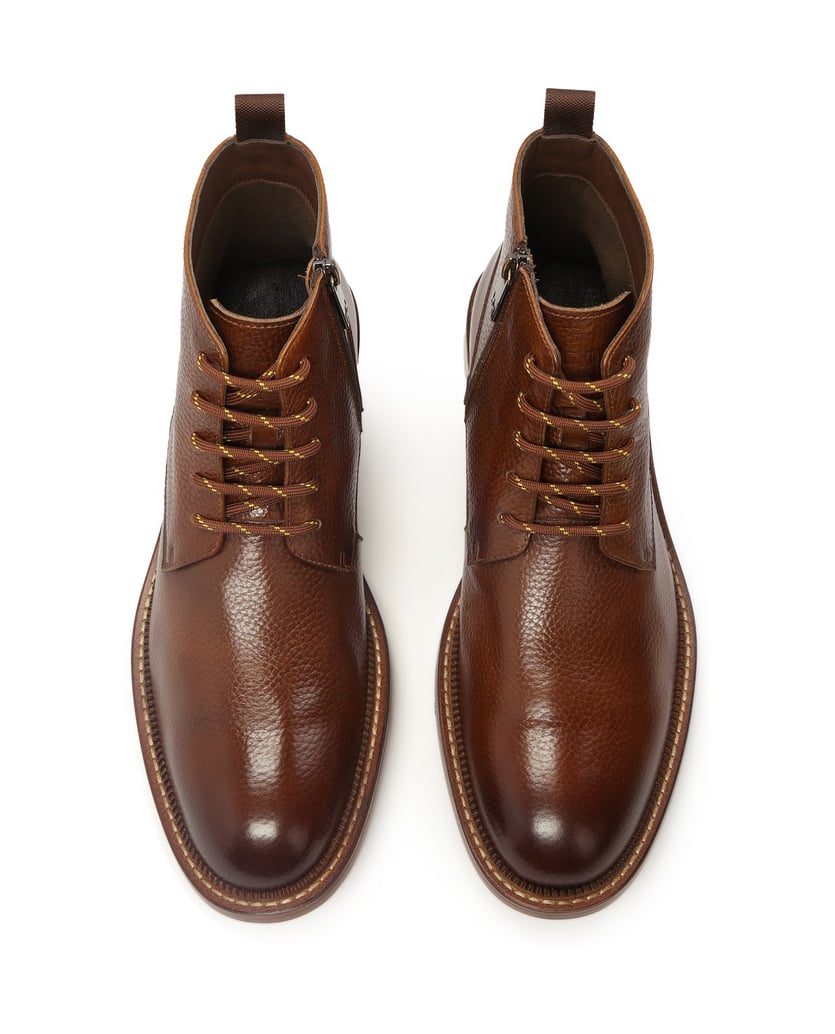 Kazar-Braune-Stiefel-mit-Reißverschluss-und-Schnürung-braun
